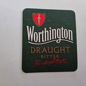 Worthington Draught‎ Bitter Beer Coaster Bar Pub Memorabilia Green Sword Shield